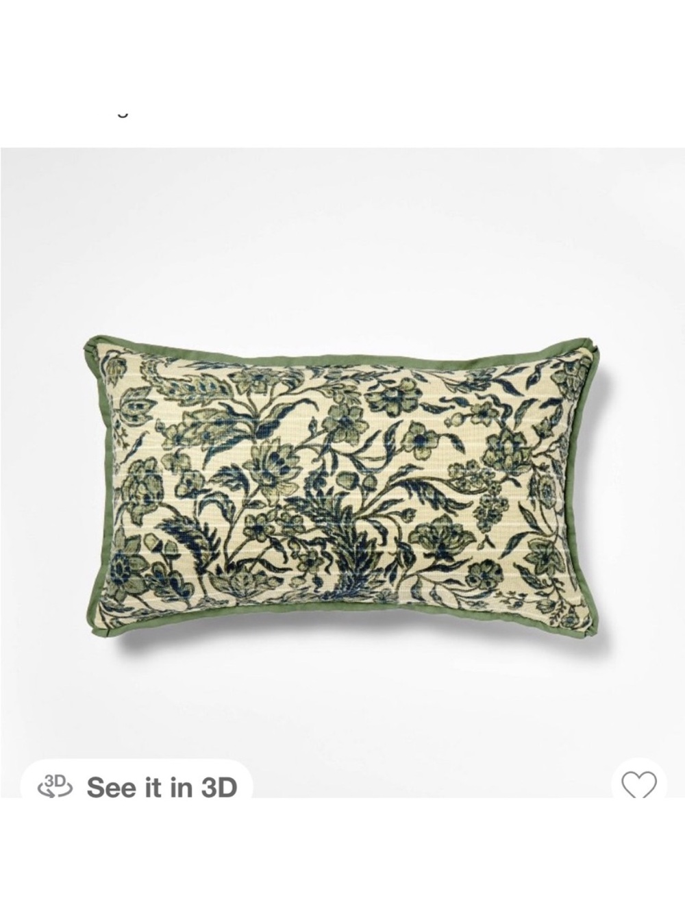 Studio McGee Jacobean Green & Blue Floral Pillow 14” x 24”